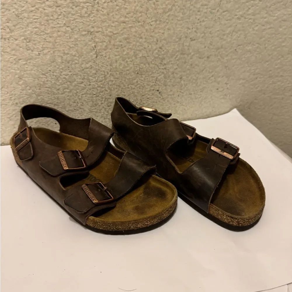 Birkenstock Dark Brown MILANO unisex SANDAL,HABANA,42  (US MENS 9 US WOMENS 11)
